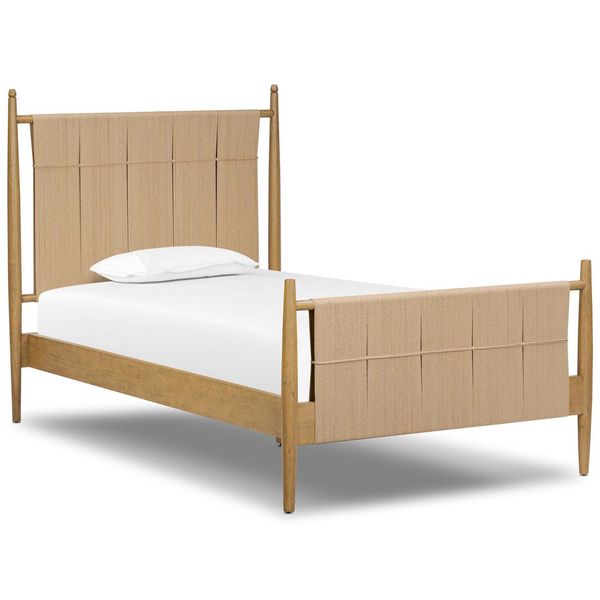 Lit simple Richard, Paille naturelle/Burnished Bois de paraoix
