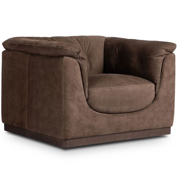 Santino Swivel Chaise, Nubuck Cigar