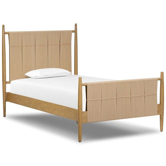 Lit simple Richard, Paille naturelle/Burnished Bois de paraoix