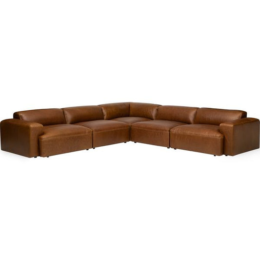 Gable 5 Piece Cuir Sectional, Concord Mink