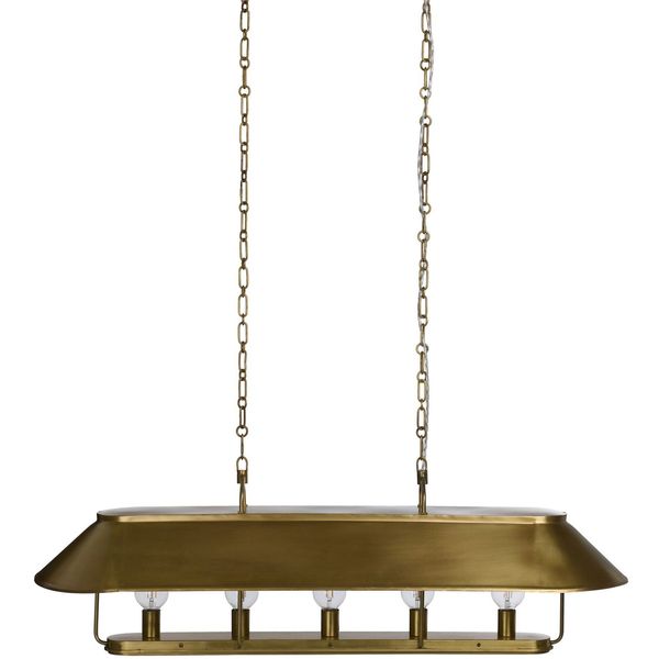 Germain Linear Chandelier, Raw Brass