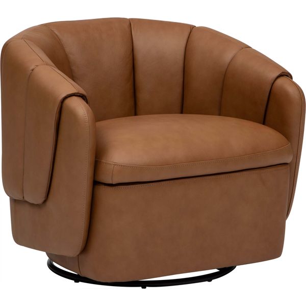 Roman Cuir Swivel Chaise, Aline Butternut