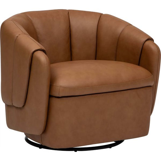 Roman Cuir Swivel Chaise, Aline Butternut